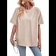 thumbnail image 2 of Camisetas Holgadas de Gran Tamaño para Mujer, Cuello Redondo, Corta, Blusa Informal de Verano Y2K 2025, Camiseta Básica Caqui XL, 2 of 9