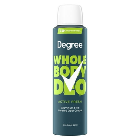 Degree Men's Whole Body Deodorant Spray Aluminum Free Active Fresh, 4 oz