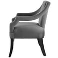 thumbnail image 3 of Contemporary Modern Urban Designer Living Room Lounge Club Lobby Accent Side Chair, Velvet Fabric Wood, Grey Gray, 3 of 7