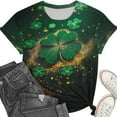 thumbnail image 4 of Saint Patricks Day Shirt Women Clover Graphic T Shirt Short Sleeve Cotton T Shirts Round Neck Casual Women's Blouses Summer Basic Tees, 4 of 6