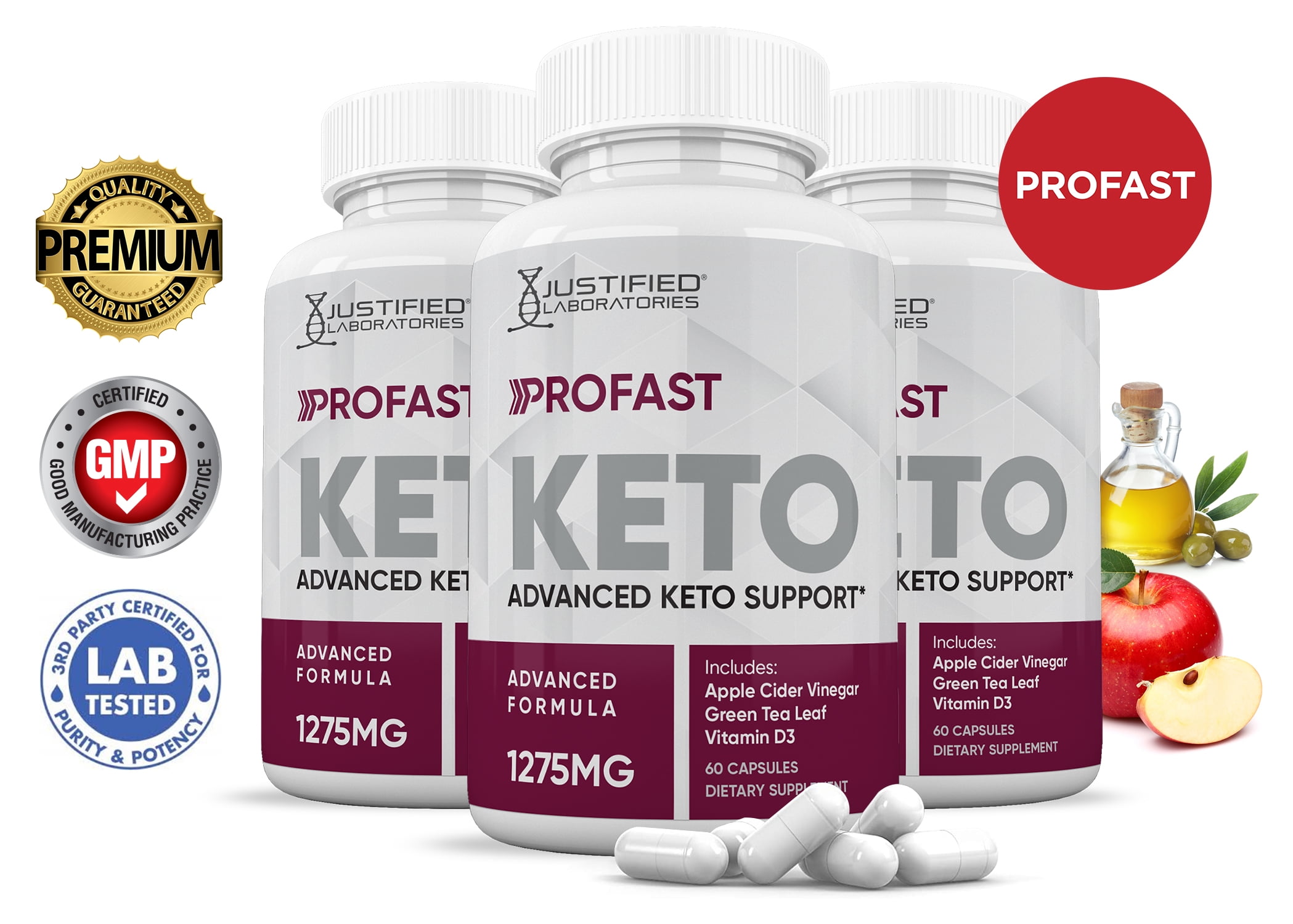 (3 Pack) Profast Keto ACV Pills 1275mg Alternative to Gummies Dietary ...