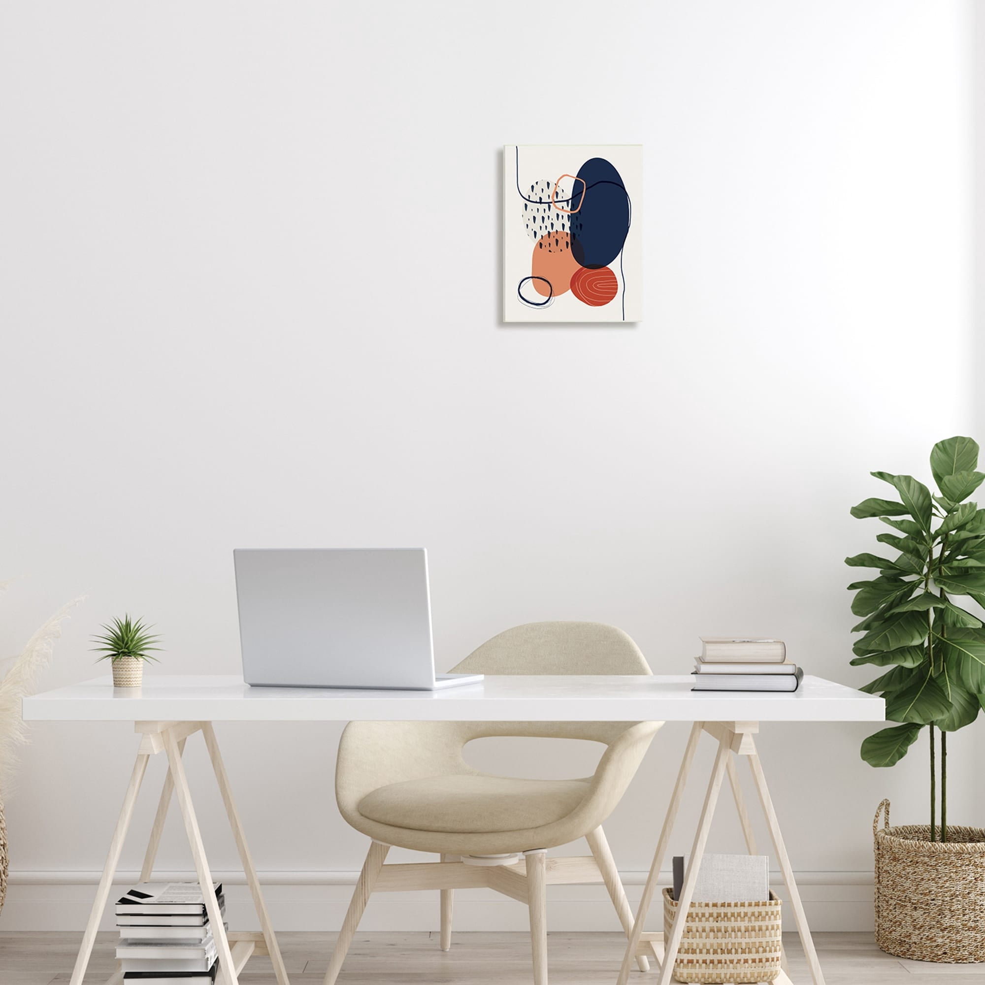 Stupell Industries Bold Patterned Circles Shapes Abstract Blue Line s Wood Wall Art, 10 x 15, Design by Urban Epiphany