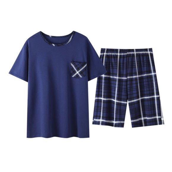 Men's Pajamas Summer Short Sleeve Leisure Can Be Worn Outside The Home Suit Pajamas Pajama Set for Men Toe Flannel Pajamas for Men Men's Pajama Pants 15 Piece Snap Waist Pajamas Pajamas Pants Girls
