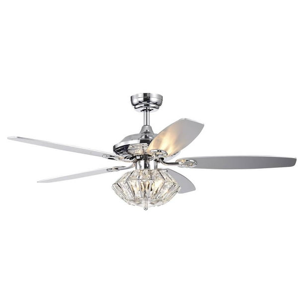 Makore Chrome 52 Inch Lighted Ceiling, Ceiling Fan With Drum Shade Light Kit