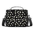 thumbnail image 3 of Daisy Pioneer Flower Black Pattern Insulated Lunch Box for Women Men, Medium Leakproof Cooler Bag with Adjustable Strap, 10"x6.7"x8", 3 of 6