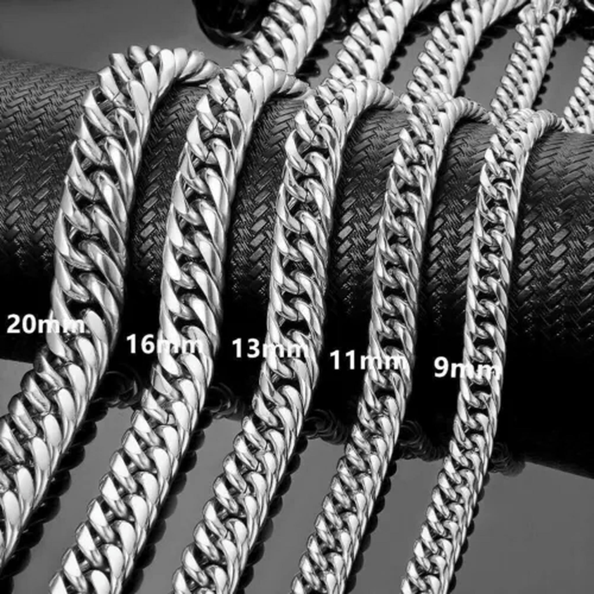 20mm Wide Silver 316L Stainless Steel Curb Cuban Link Chain Necklace Jewelry
