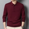 thumbnail image 5 of Men's Autumn Solid Polo Knit Slim Fit Casual Long Sleeve Wool Sweater, 5 of 14