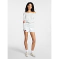 thumbnail image 2 of No Boundaries Off-the-Shoulder Sweatshirt with Long Sleeves, Women’s XXS-XXL, 2 of 4