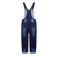 thumbnail image 2 of KIDSCOOL SPACE Boy Overalls,Big Pocket Ripped Adjustable Casual Denim Workwear,Blue,14-15 Years, 2 of 7