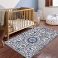thumbnail image 3 of FJPT Blue And White Floral Pattern Soft Small Area Rugs Non Slip Indoor Floor Carpet for Living Room Bedroom Decor, 3 of 5
