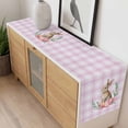 thumbnail image 4 of Pink Easter Table Runner - 36 Inch Long, Kitchen Dining Table Runner Dresser Scarves, Bunny Eggs Spring Floral Stripes Farmhouse Farmhouse Decor for Coffee Tables Wedding Party Banquet, 4 of 8