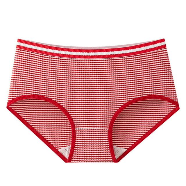 ylioge Womens Cotton Underwear Casual Stripe Printed Mid Rise Stretch Full-Coverage Briefs Ladies Soft Basic Regular Cheeky Panties