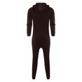 thumbnail image 6 of Men's Fleece Lined Hooded Jumpsuit, Insulated Zip Up, Pure Color Splicing, Casual One Piece Pajamas, Autumn Winter, 6 of 6