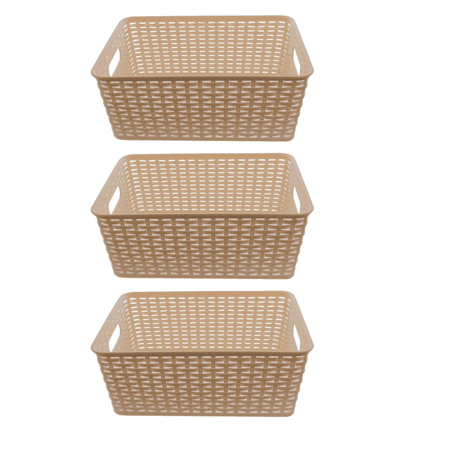 YBM Home Small Plastic Rattan Storage Basket for Bathroom, ba413beige-3 - image 1 of 3
