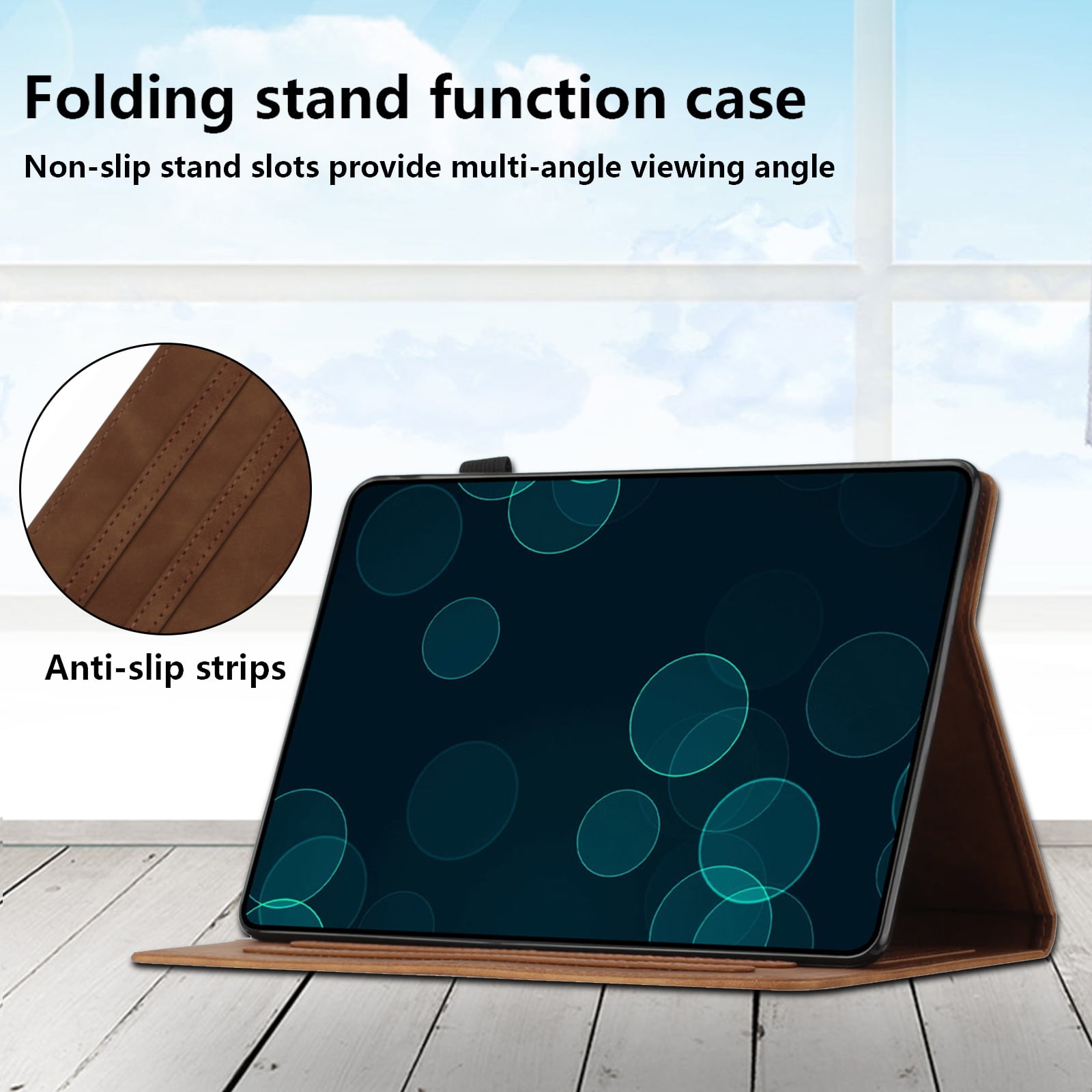 Allytechgroup for iPad (A16) 11th Generation 11 inch Case 2025 with Stand/Pencil Holder/Card Pockets/Magnetic Closure Smart Embossed Palm Tree PU Leather Folio Wallet Cover, [Auto Wake/Sleep], Brown
