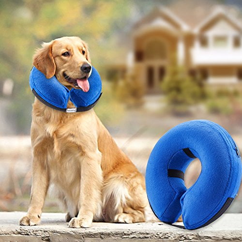 Bencmate Protective Inflatable Collar For Dogs And Cats Soft Pet Recovery Collar Does Not Block Vision E Collar Large Blue Walmart Com Walmart Com
