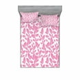 thumbnail image 2 of Ambesonne Flower Fitted Sheet & Pillow Sham Set, Big Pink Petals, Twin, Pale Pink White, 2 of 3