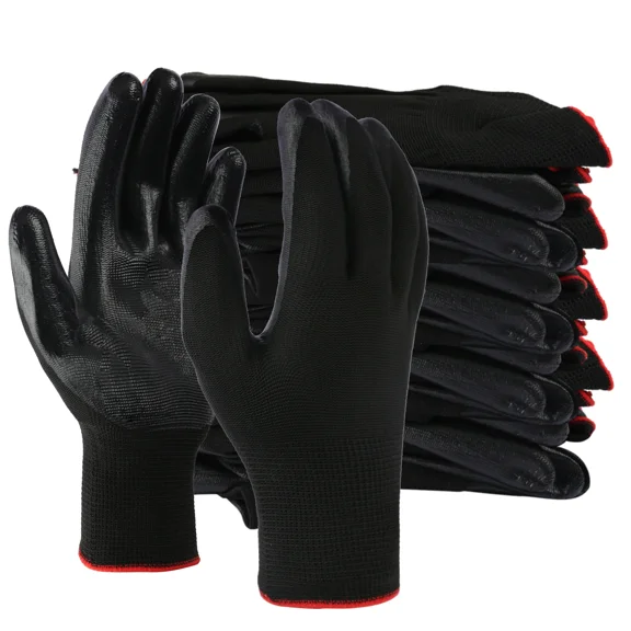 12 Pairs Large Professional Working Protective Gloves For Men Women Construction Garden Mechanic Breathable PU Coated