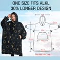 thumbnail image 4 of Oversized Wearable Blanket Hoodie,Dark Blue Sun Moon Cross Pattern Sherpa Blanket Hoodie with Super Pockets,Super Warm Fuzzy Pullover for Women & Men, 4 of 6