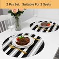 thumbnail image 5 of Black Grey Stripe Round 13 Inch Placemats Set of 2, Minimalist Farmhouse Striped HeatResistant Non Slip Place Mats for Dining Table, Wipeable Braided Kitchen Table Mats for Housewarming, 5 of 9