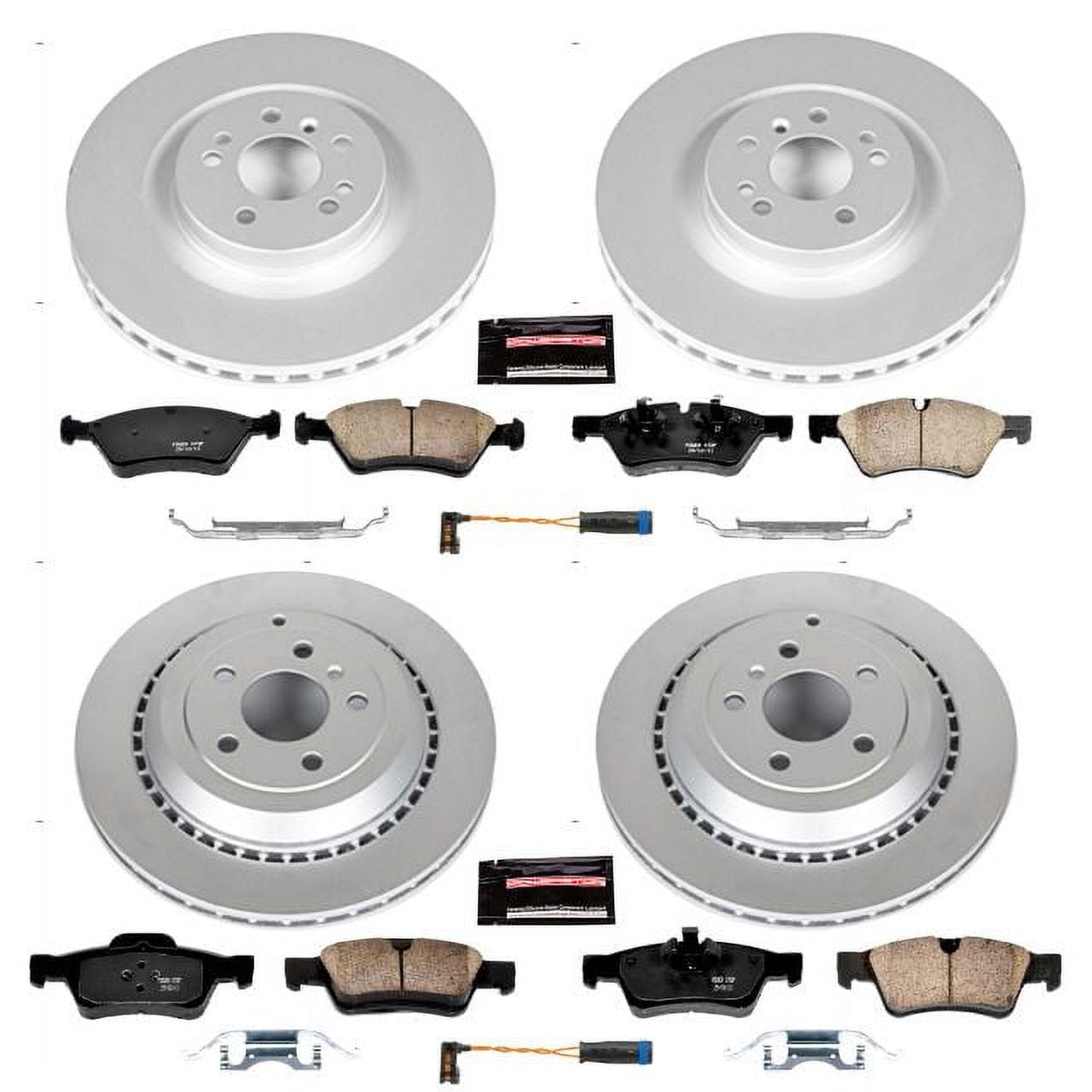 PowerStop Front and Rear Geomet Coated Brake Rotor and Pad Kit Fits: MERCEDES-BENZ Select Models CRK6707