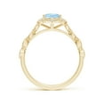 thumbnail image 2 of ANGARA Natural Oval 1 ct Aquamarine Trillium Floral Shank Ring in 14K Yellow Gold for Women (Size-8x6mm) | March Birthstone, Birthday, Anniversary, Jewelry Gift for Women | Natural Aquamarine Ring, 2 of 9