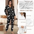 thumbnail image 6 of DISNIMO Bat Spider Web Printed Women 2 Piece Pajama Set Button Down Long Sleeve Sleepwear and Wide Leg Pants with Pocket Fashion V Neck Halloween Ladies Lounge Sets, 6 of 6