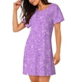thumbnail image 2 of Fotbe Lilac Glittering Bata de Dormir para Mujer con Estampado, Camisón de Algodón de Manga Corta, Ropa de Dormir Casual, 2 of 6