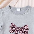 thumbnail image 4 of TOWED22 Girls' 2 Piece Summer Outfit Toddler Short Sleeve Bow Print Tshirt Tee + Denim Skirt Set Casual Clothes(Grey,2-3 Y), 4 of 7