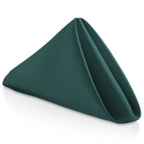 Lann's Linens Set of 12 Reusable Cloth Dinner Napkins, 17-inch Polyester Fabric Napkins for Holiday, Wedding and Event, Machine Washable, Hunter Green