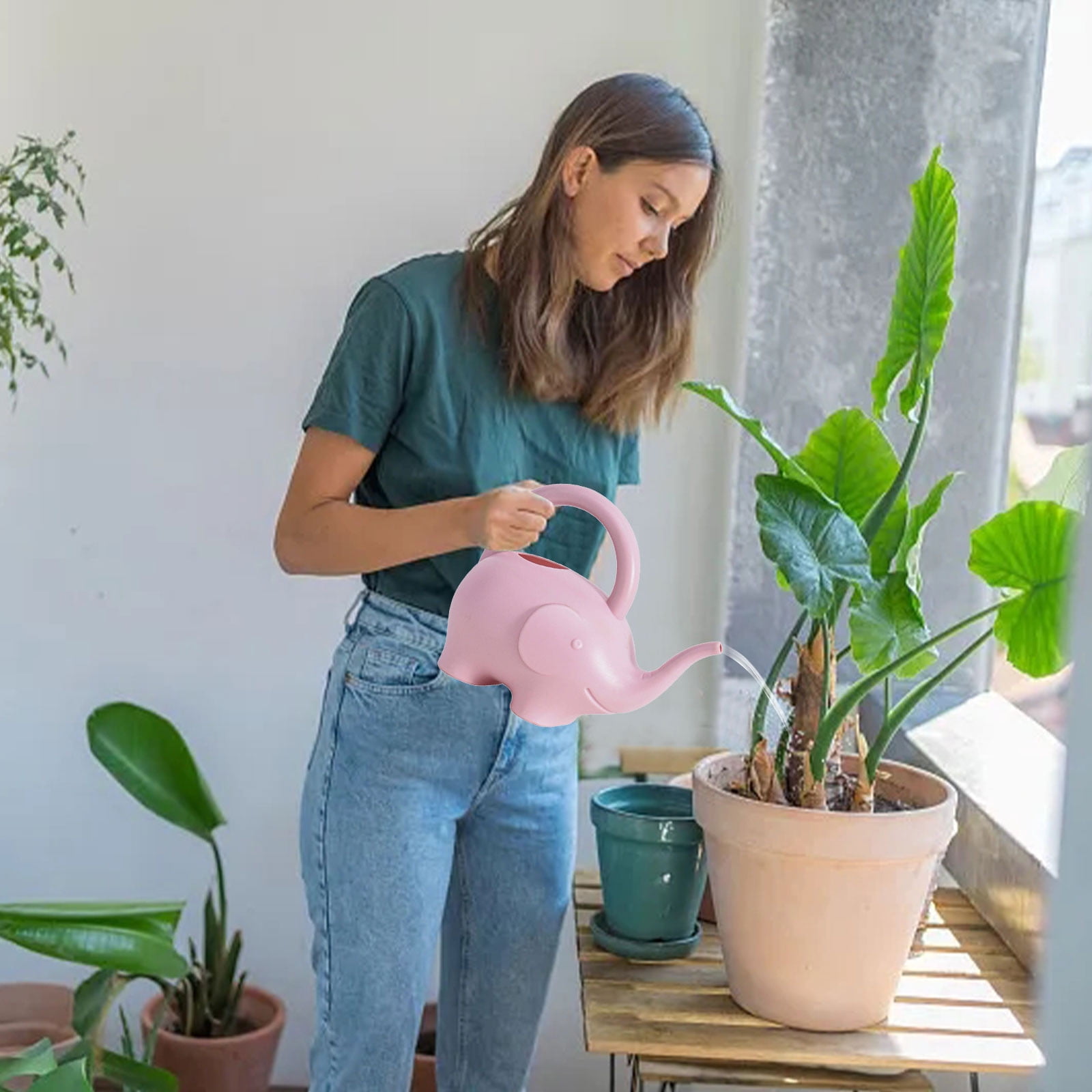 mtvxesu Watering Can, Plastic Watering Can Small Lightweight Cute Indoor Outdoor Garden Plants Adult Elephants Watering Can Garden Watering Can Flower Watering Can Summer Savings