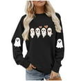 thumbnail image 6 of Halloween Sweatshirts for Womens Crewneck Ghost Printed Shirts Fall Winter Long Sleeve Sweaters Casual Blouses Loose Sweatshirt Pullover Top Halloween Costumes, 6 of 8