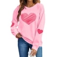 thumbnail image 2 of Dolkfu Pink Holiday Shirts for Women Pullover Love Heart Valentines Shirts Active Crewneck Plus Size Women Clothes S, 2 of 9