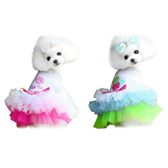 SPRING PARK Apparel Clothes Puppy Tutu Princess Dress Lip Love Dog Costume Pet Skirt Lace