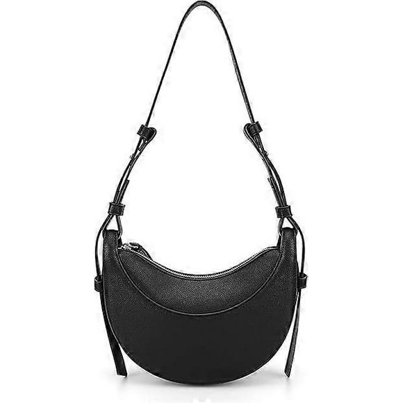 Women Shoulder Bag, Leather Crossbody Bag, Half Moon Shape, Dumpling Bag, Underarm Bag, Half Moon Bag with Strap