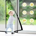 thumbnail image 4 of Magnetic Screen Door,Heavy Duty Door Screen Magnetic Closure Keep Bugs Out,Screen Door Mesh- Pet and Kid Friendly Fits,Size 39"×82" ,Free Double-sides Tape,Black, 4 of 10