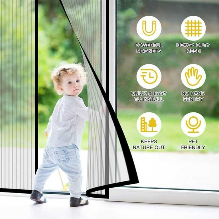 Magnetic Screen Door Heavy Duty Door Screen Magnetic Closure Keep Bugs Out Screen Door Mesh Pet and Kid Friendly Fits Size 39 82 Free Double sides Tape Black Walmart