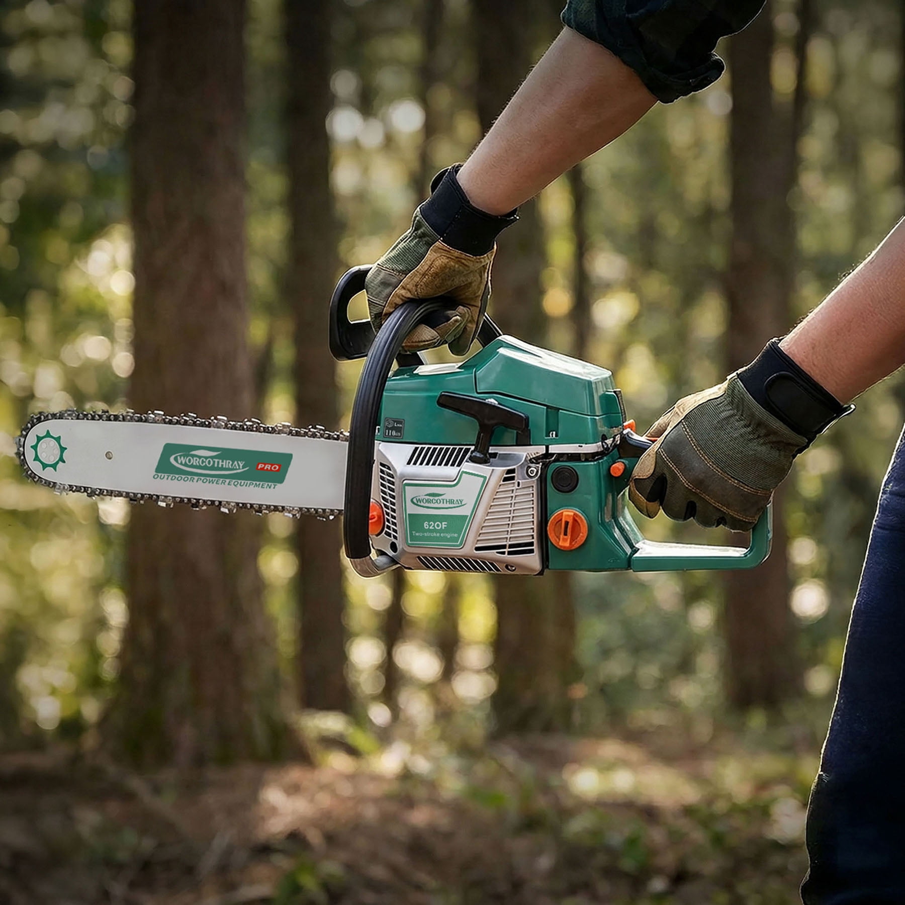 S-HOME 62CC 2-Stroke Gasoline Chainsaw with 14"+20" Guide Bars, Powerful Engine for Wood Cutting, Farm & Garden Use, Durable & Easy Start