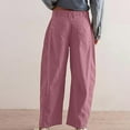 thumbnail image 4 of Trendy Women's Corduroy Jeans Cropped Wide Leg Mid-Rise Elastic Waist Fall Pants, 4 of 9