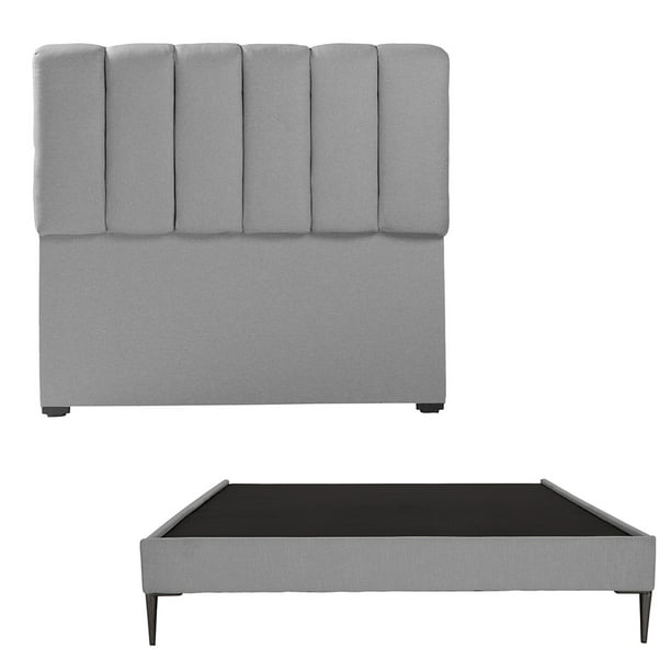 Recámara Matrimonial Dicasa Kami Gris Medio con Cabecera + Base Cama Slim