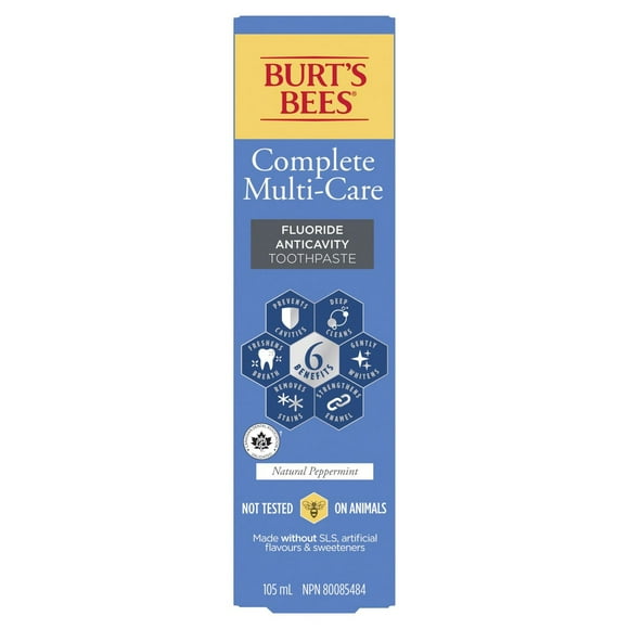 Burt's Bees Toothpaste Complete Multi Care, 105 mL, Natural Source Flavour