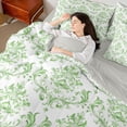 thumbnail image 4 of Homewish Women Fashion Damask Bedding Comforter Set 7pcs, Western Bohemian Style Queen Bedding Sets, Green Mandala Floral Reversible Queen Sheet Sets, Breathable Home Decor, 4 of 7