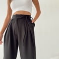 thumbnail image 2 of Pantalones deportivos casuales de punto, pantalones anchos rectos de cintura alta blancos de verano para mujeres europeas y americanas, 2 of 6