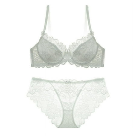 Feeling Lace Lingerie Comfortable Thin Large Size Bra Non-Padded Mesh Bra Set 9199