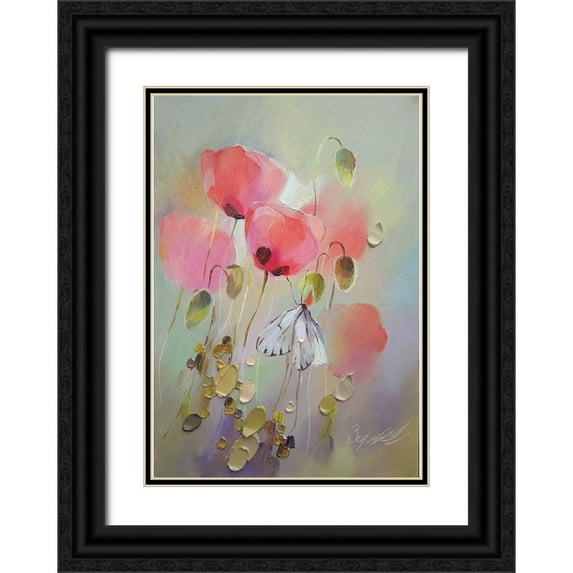 Zareckaya, Tatiana 18x24 Black Ornate Wood Framed with Double Matting Museum Art Print Titled - Poppies Morning