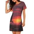 thumbnail image 2 of Easygdp Sunset Western Desert Cowboy Camisón de manga corta para mujer, informal, estampado, 2 of 6
