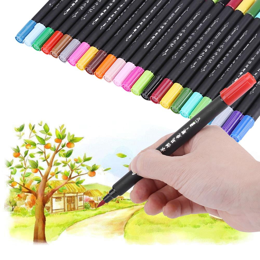 Tebru Watercolor Marker Pens,24 Colors Dual Tips Hard & Soft Brush