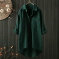 thumbnail image 2 of Fimkaul Women's Button Down Shirts Long Sleeve Casual Tops Linen Down Long Sleeve Linen Blouse Army Green M, 2 of 3