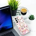 thumbnail image 6 of Case Compabible with Samsung Galaxy S22 Ultra 6.8" 2022, Hard PC Back & TPU Bumper 360° Ratating Metal Ring [Kickstand] Shockproof & Anti-scratch Luxury Fashion Pattern Case, Flower, 6 of 7
