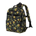 thumbnail image 2 of Sunflower and Leaf Black Pattern Cute School Backpack Bag for School with Padded Back and Adjustable Shoulder Straps 15.25"x11.5"x5.25", 2 of 5